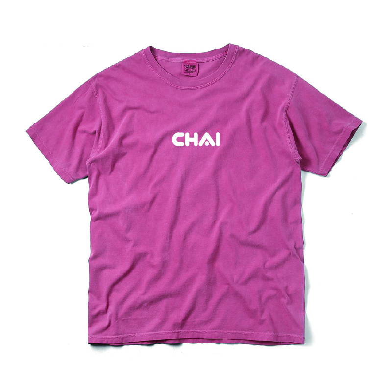 【CHAI】古着風 I am CHAI Tシャツ / クリムゾン