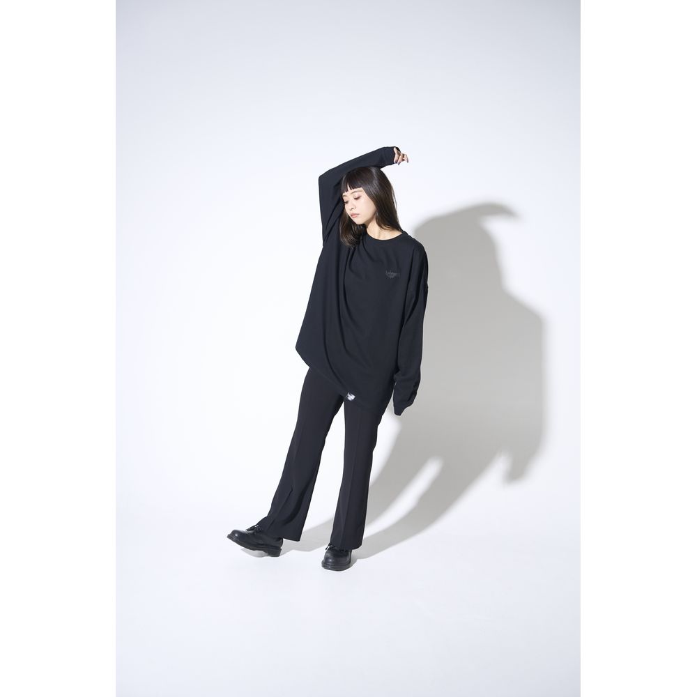 be honest long sleeve BIG Tee -black-