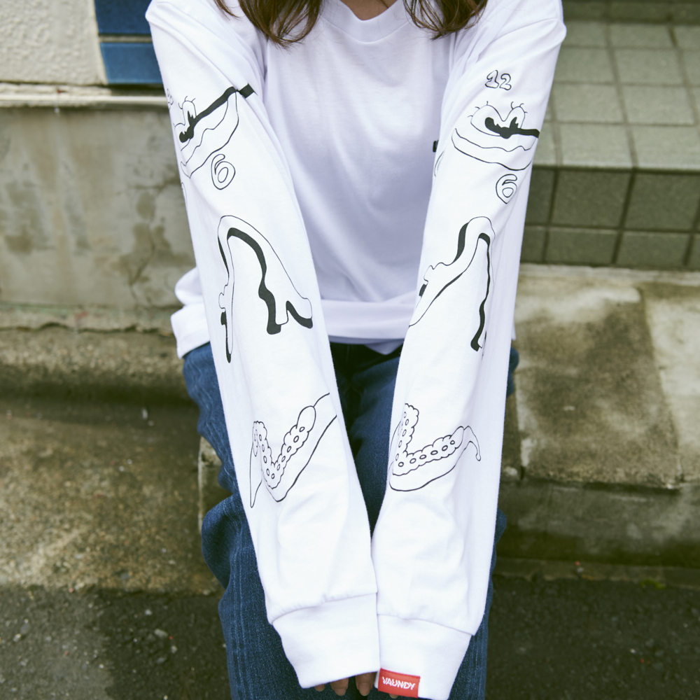 Long Sleeve T-Shirts・Fukakouryoku [White]