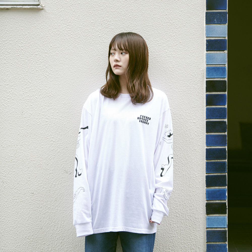 Long Sleeve T-Shirts・Fukakouryoku [White]