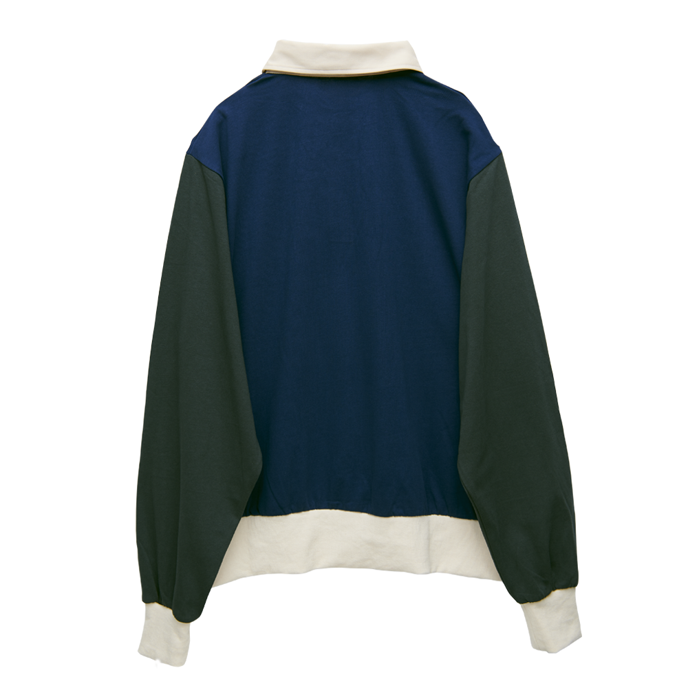 【Limited】Long Sleeve Polo Shirts [Navy x Charcoal]